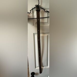 Brown and Teal Embossed Leather Belt